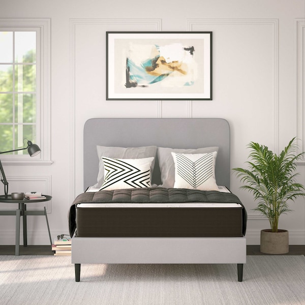 Flash Furniture Dream 10 in Hybrid Mattress, Full Size High Density Foam and Pocket Spring Mattress in a Box, White/Black DR-E230P-R-F-10-GY-GG - main